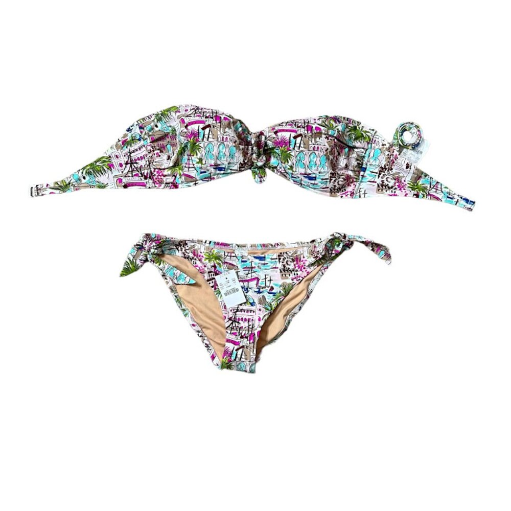 J. Crew Harbor Print Swimsuit Bikini Two Piece Set Size L/XL NWT